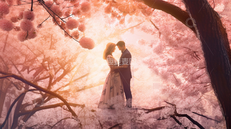 高清大图下载【趣麦麦图】情侣粉色鲜花唯美场景背景
