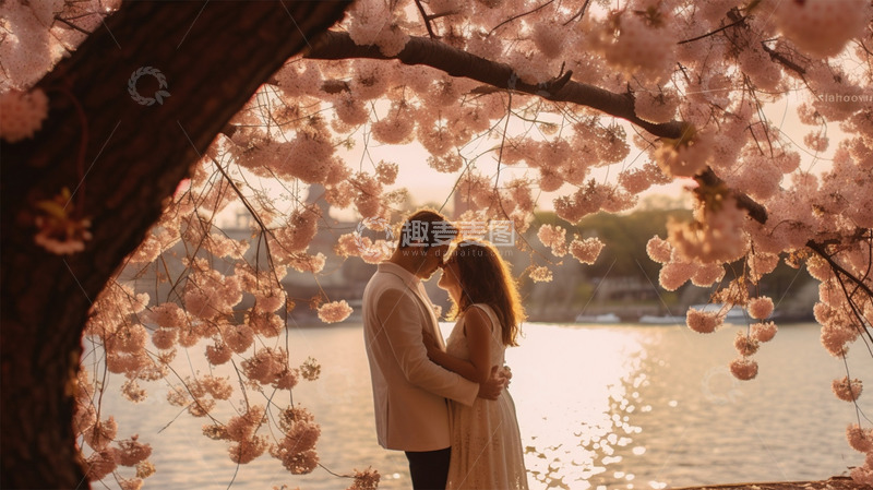 高清大图下载【趣麦麦图】情人节情侣粉色鲜花唯美场景