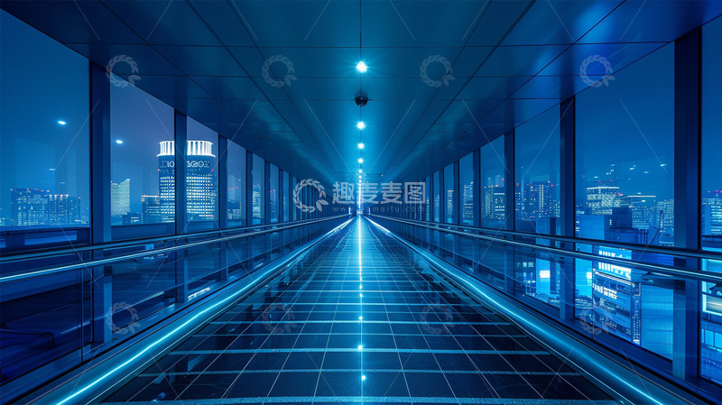 建筑蓝色科技高楼商务场景