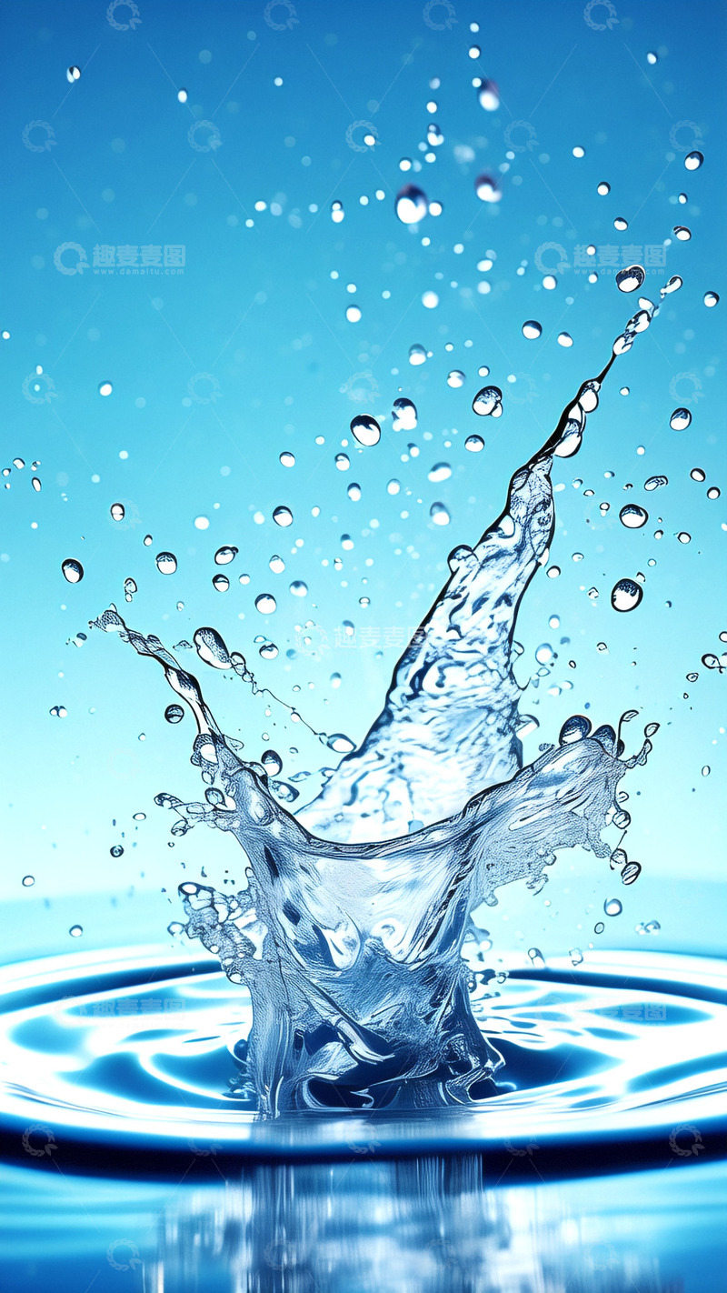 高清大图下载【趣麦麦图】清新蓝色水花背景