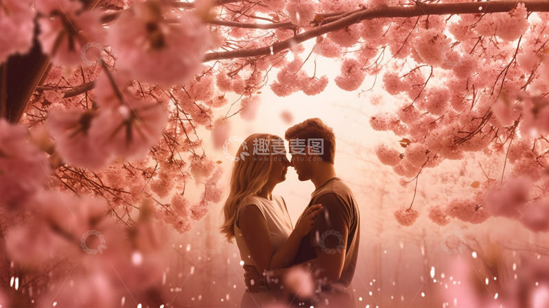 高清大图下载【趣麦麦图】情侣情人节粉色唯美鲜花场景