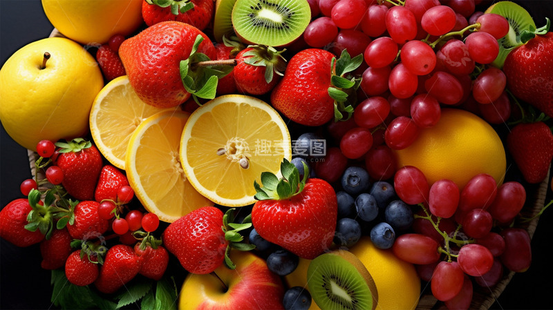 高清大图下载【趣麦麦图】水果柠檬草莓葡萄壁纸静物