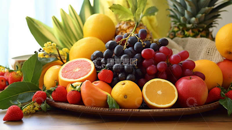 高清大图下载【趣麦麦图】水果果盘葡萄西柚柠檬静物