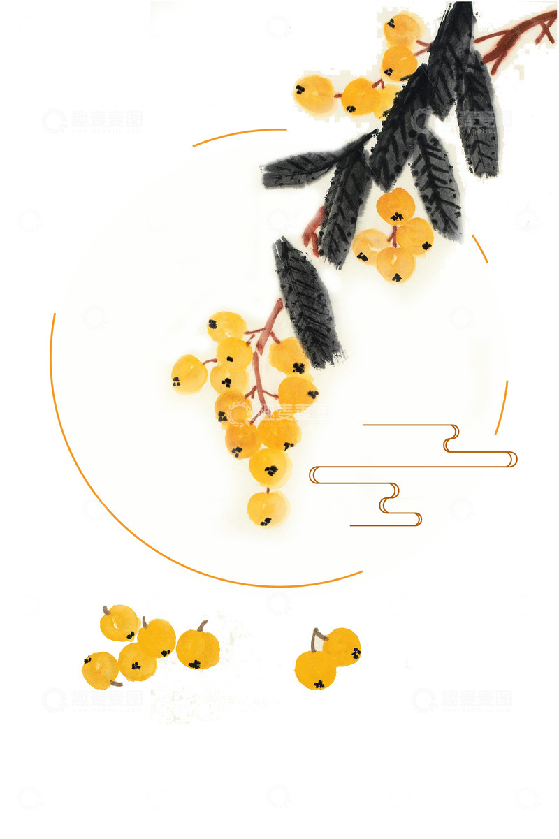 高清大图下载【趣麦麦图】手绘枇杷果立夏元素