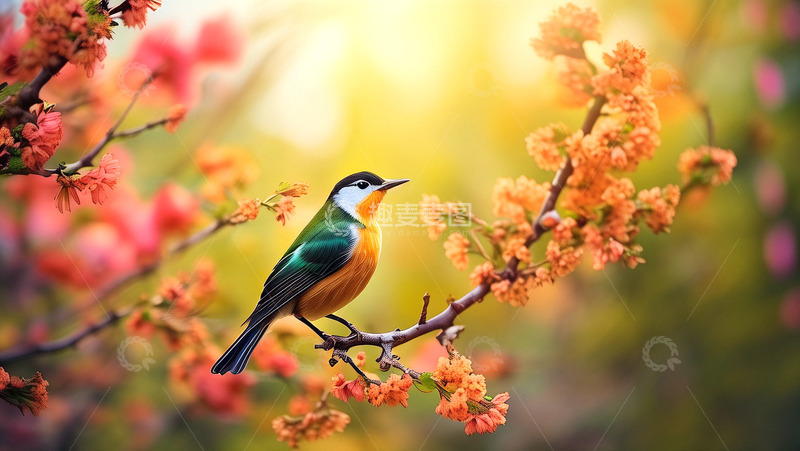高清大图下载【趣麦麦图】可爱枝头的小鸟