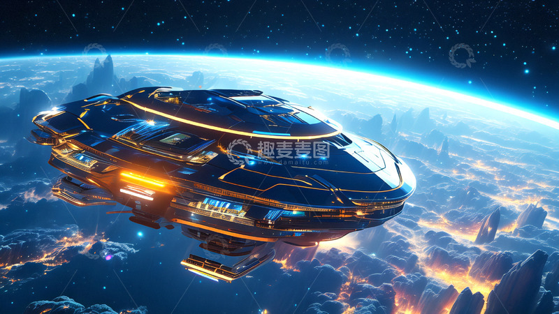 高清大图下载【趣麦麦图】未来科技宇宙飞船太空飞行