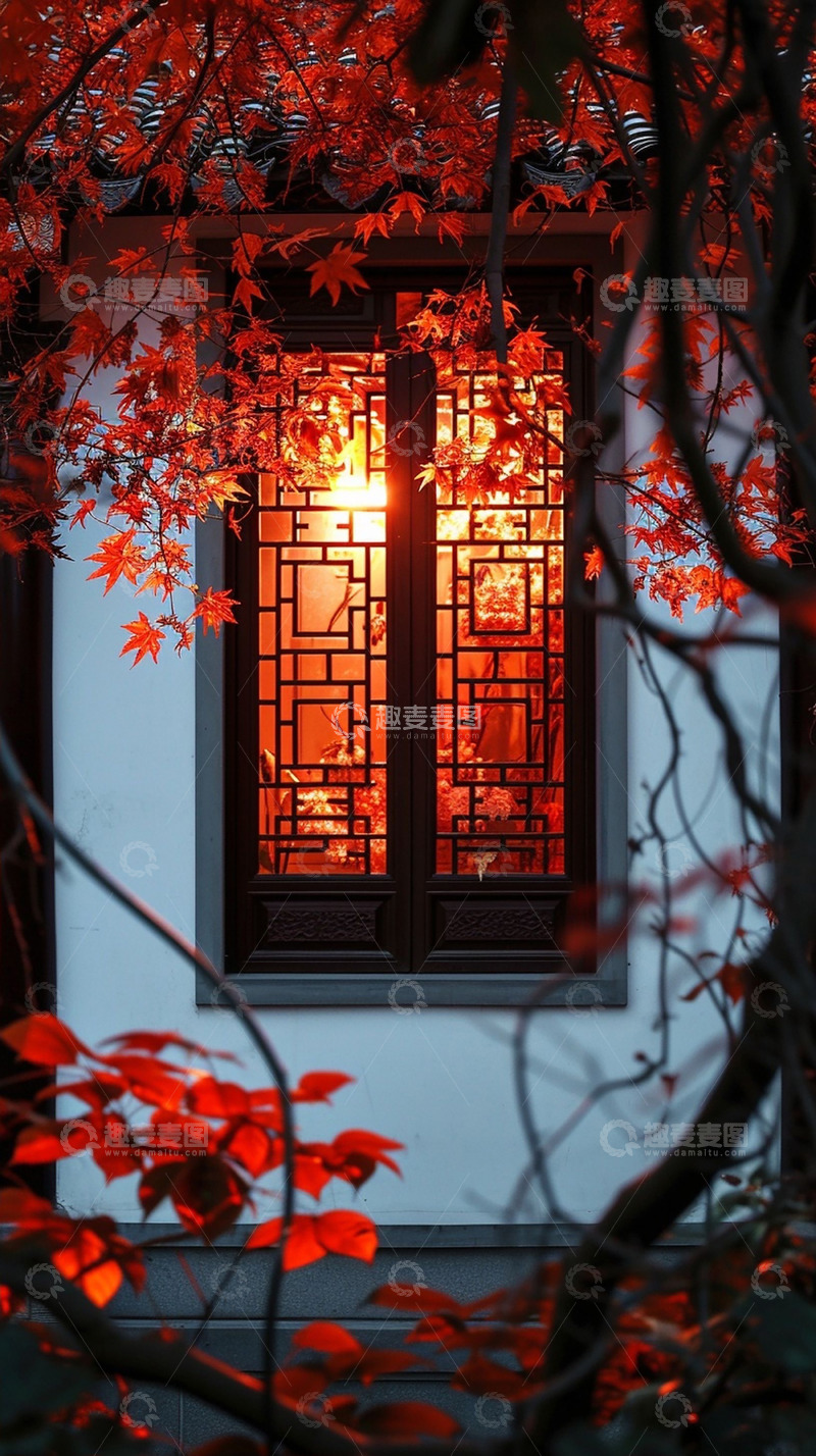 高清大图下载【趣麦麦图】古风建筑窗户树木