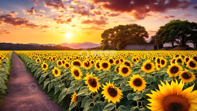 高清大图下载【趣麦麦图】向日葵花海背景