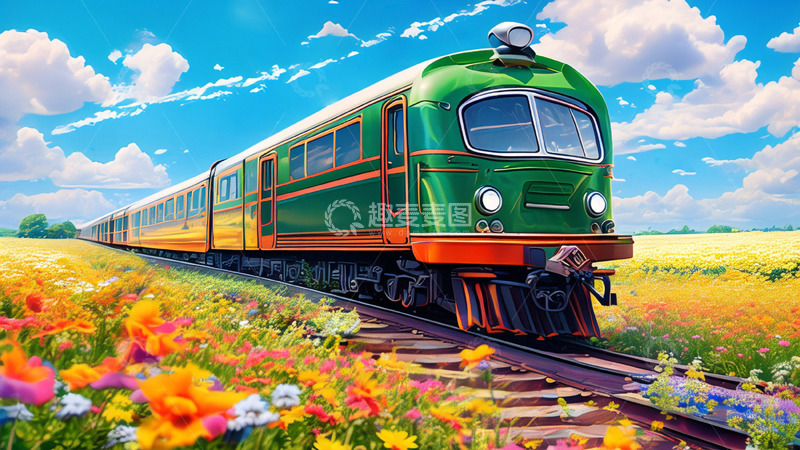 高清大图下载【趣麦麦图】开往春天的列车