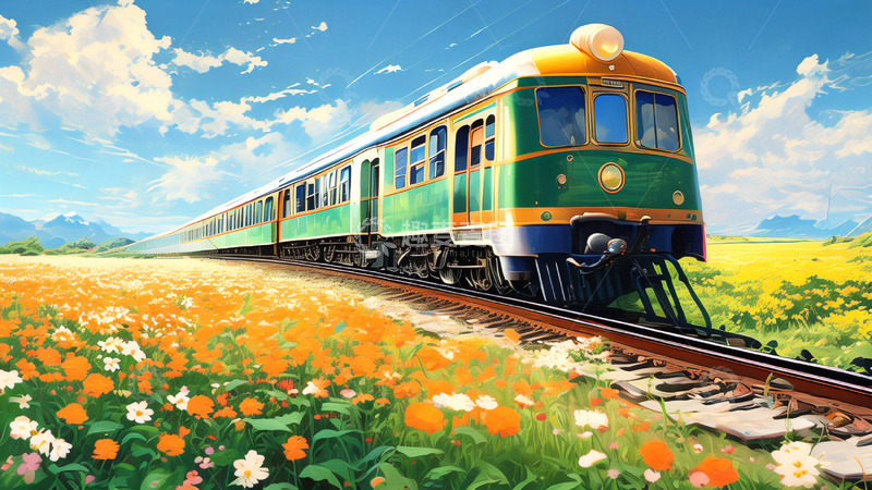 高清大图下载【趣麦麦图】坐着火车去旅行