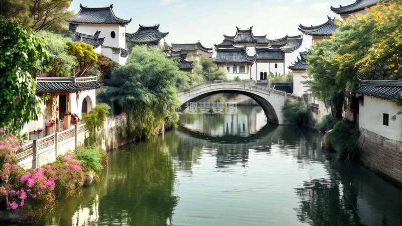 高清大图下载【趣麦麦图】小桥流水人家江南水乡