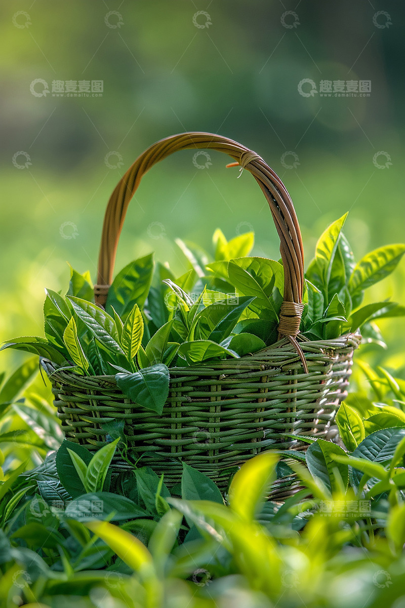 高清大图下载【趣麦麦图】篮子里茶叶图片