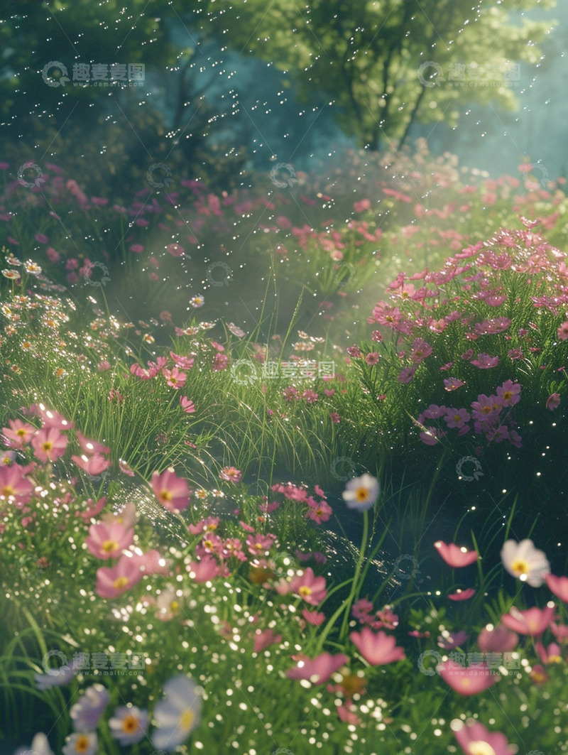 高清大图下载【趣麦麦图】春天花丛美景图