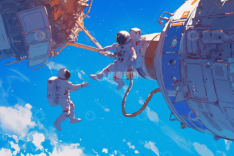 高清大图下载【趣麦麦图】中国航天员飞行作业