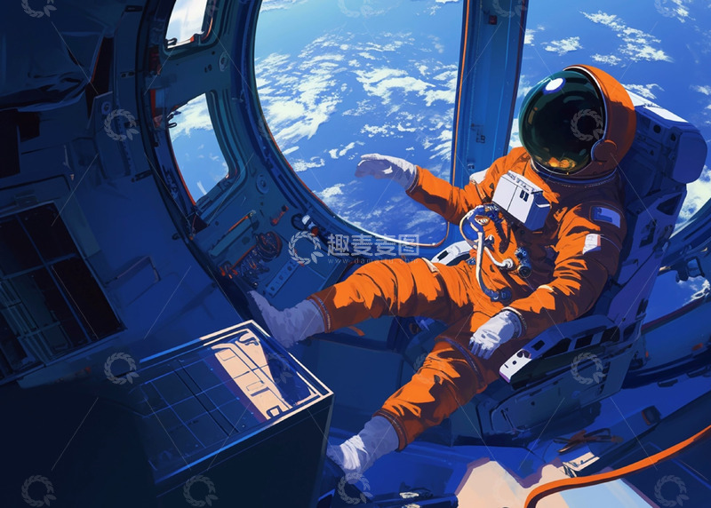 高清大图下载【趣麦麦图】太空舱内的宇航员