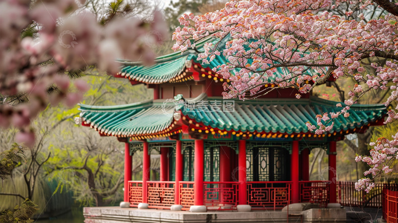 高清大图下载【趣麦麦图】中国风中式建筑唯美红色场景