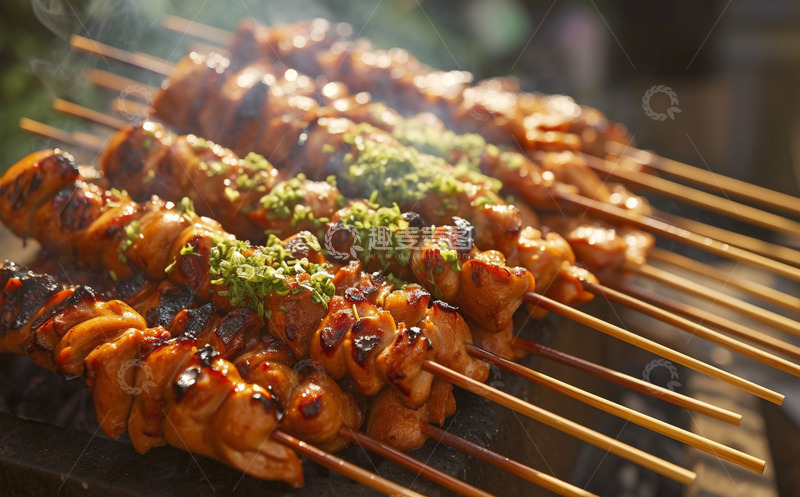 高清大图下载【趣麦麦图】撒上调料的烧烤