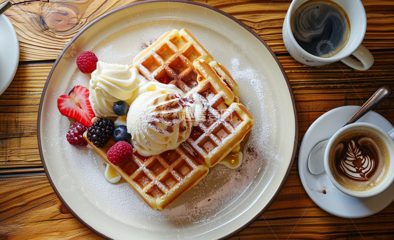 高清大图下载【趣麦麦图】华夫饼冰淇淋