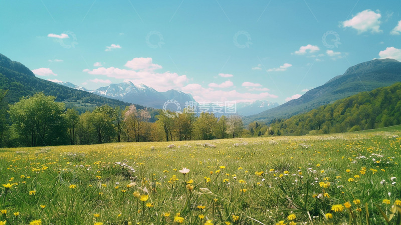 高清大图下载【趣麦麦图】春日山坡草坪