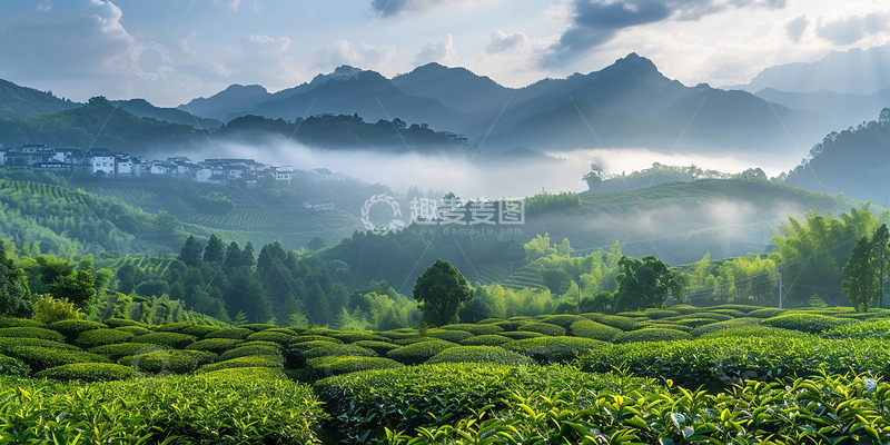 高清大图下载【趣麦麦图】春天云雾茶山
