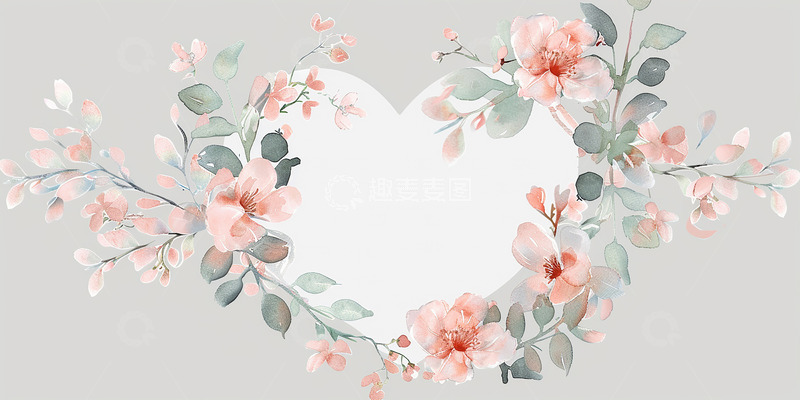 高清大图下载【趣麦麦图】花草植物爱心边框