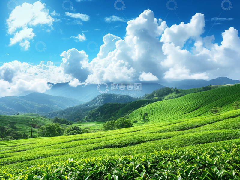 高清大图下载【趣麦麦图】春日茶山景色