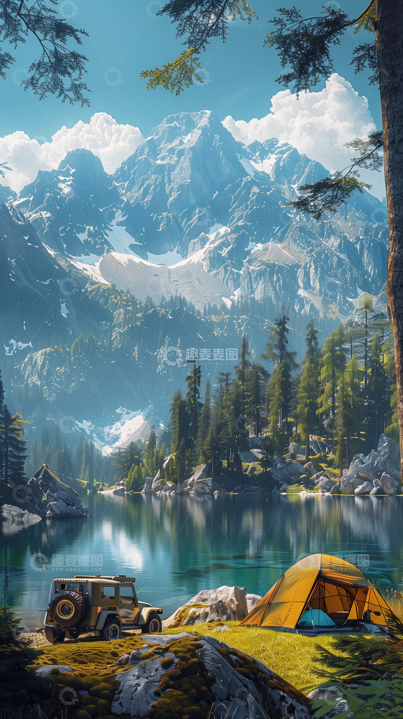 高清大图下载【趣麦麦图】露营春游旅游背景