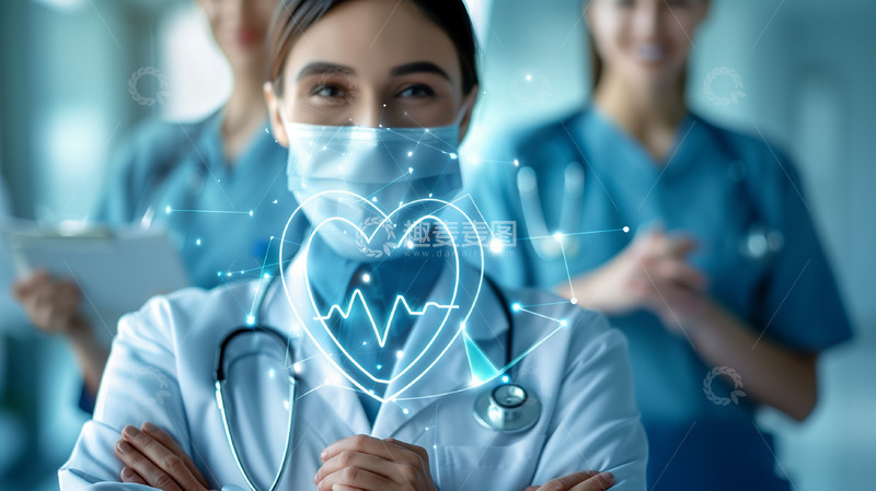 高清大图下载【趣麦麦图】世界卫生日智能医疗科技线条背景