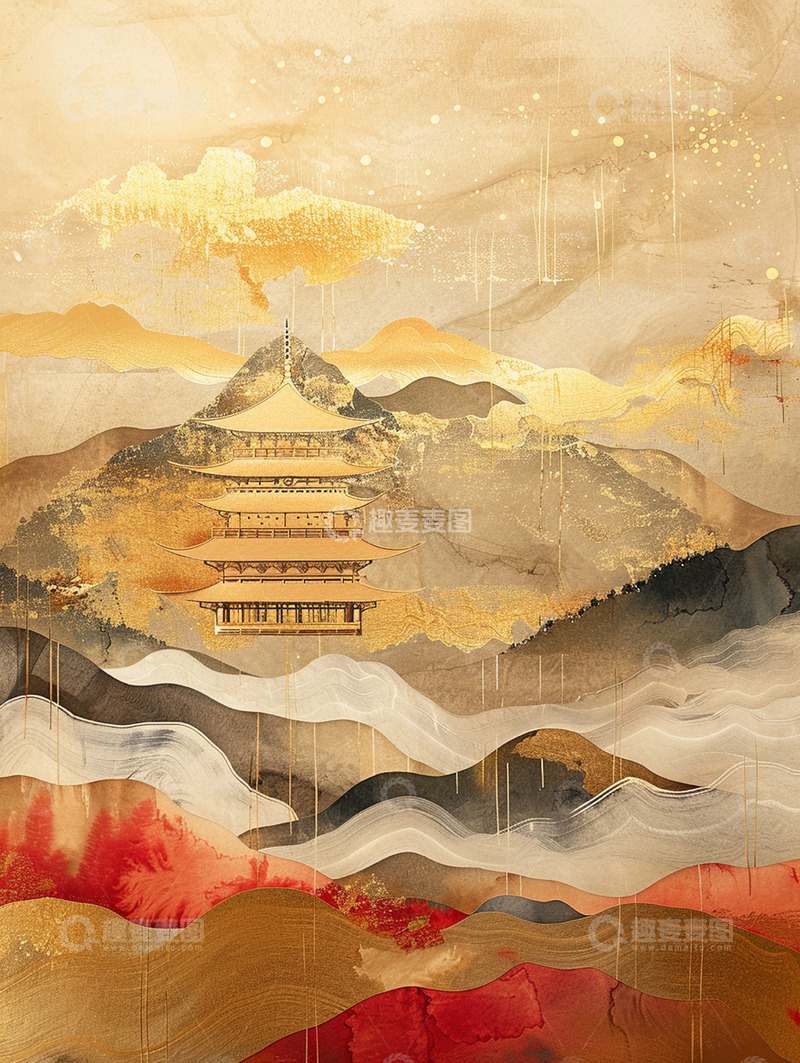 高清大图下载【趣麦麦图】鎏金建筑背景