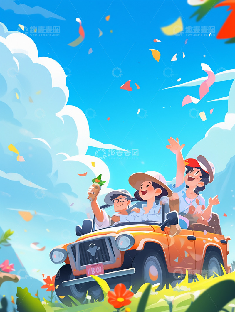 高清大图下载【趣麦麦图】春天野外郊游