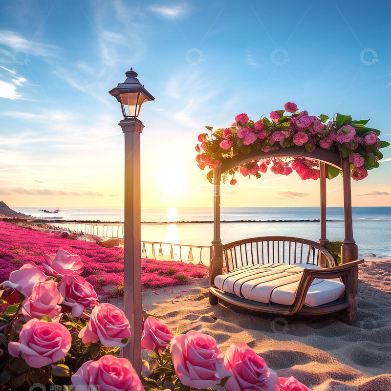 高清大图下载【趣麦麦图】情人节浪漫沙滩美景