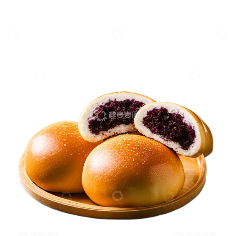 高清大图下载【趣麦麦图】盘子里的豆沙面包