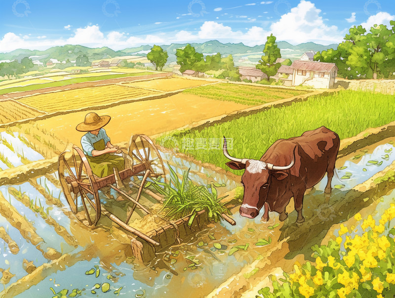 春日农耕场景图片