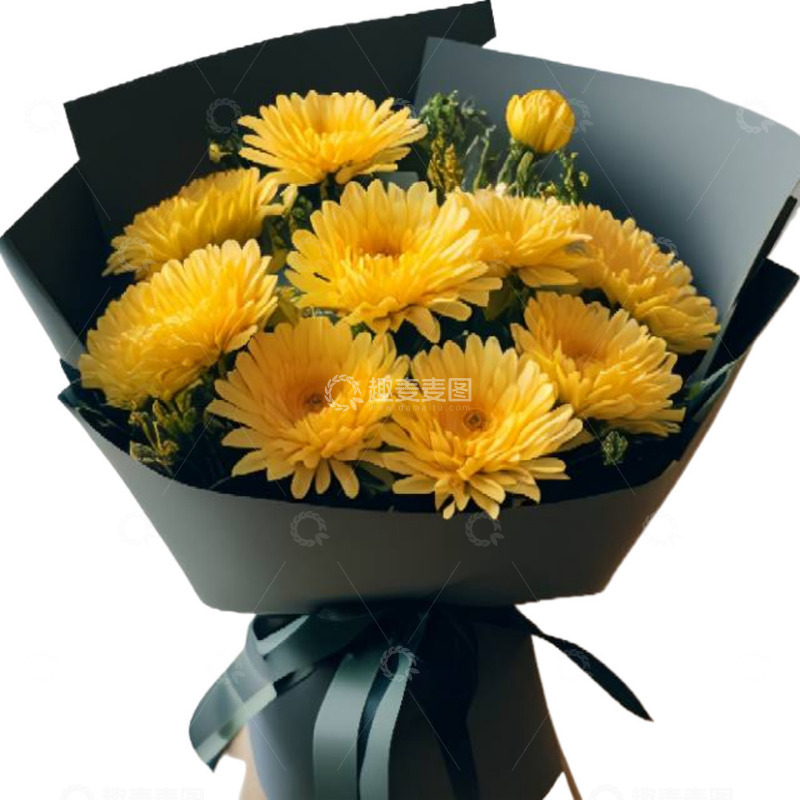 高清大图下载【趣麦麦图】黑色包装菊花花束