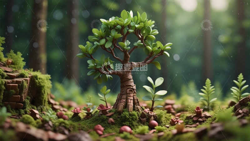 高清大图下载【趣麦麦图】春天绿色植物微距场景