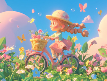 春日郊游女孩唯美