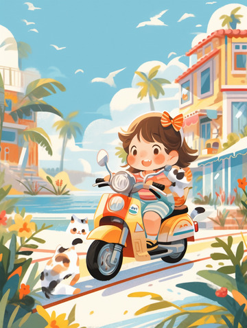 骑车的可爱女孩