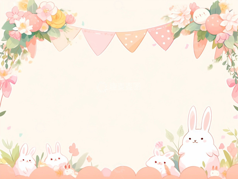 高清大图下载【趣麦麦图】粉色兔子边框