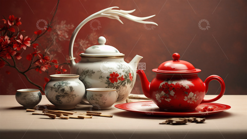 高清大图下载【趣麦麦图】中国风中式茶壶茶杯唯美静物