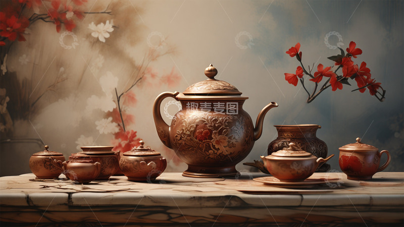 高清大图下载【趣麦麦图】中国风中式茶壶茶杯静物唯美