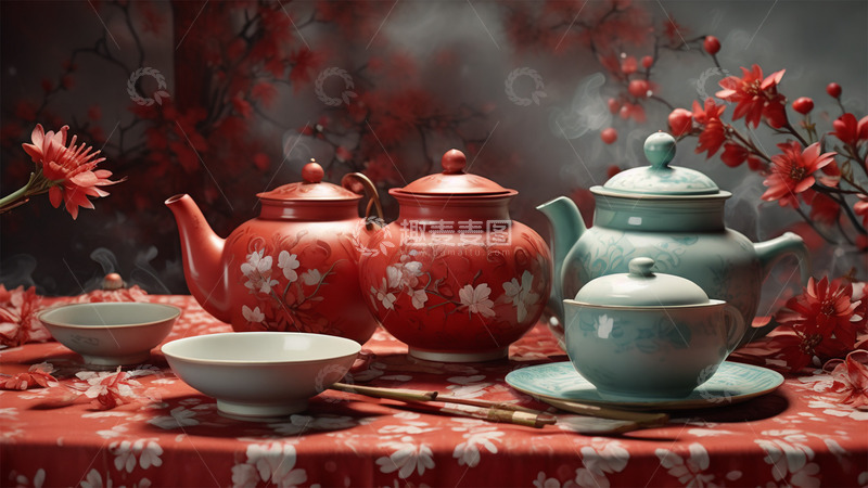 高清大图下载【趣麦麦图】中国风中式茶壶唯美茶杯静物