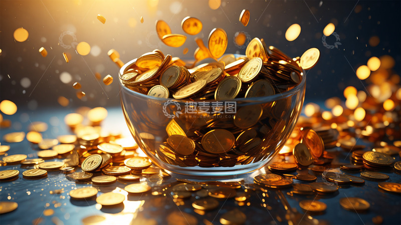 高清大图下载【趣麦麦图】金币金色玻璃透明杯子场景