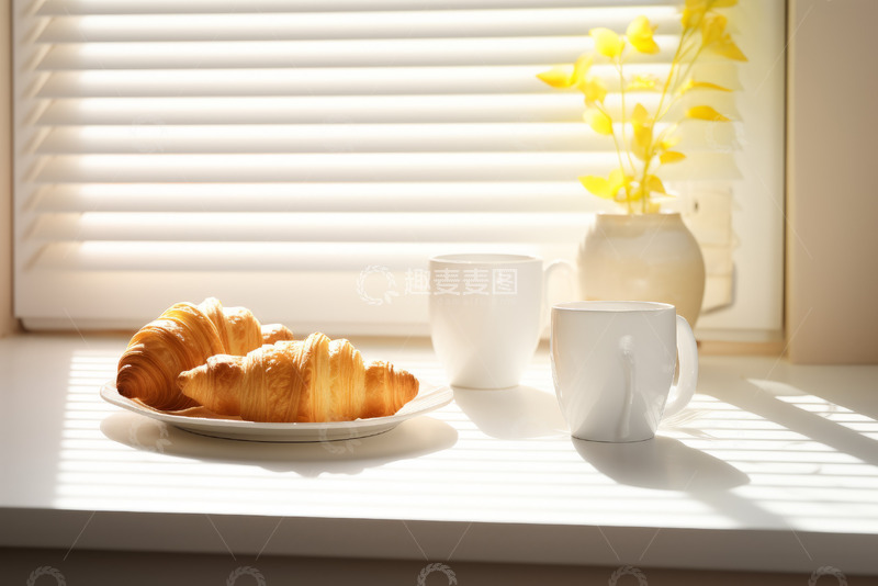 高清大图下载【趣麦麦图】牛角面包早餐