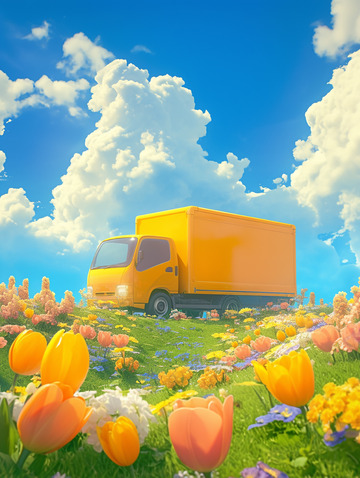 草坪唯美车辆场景