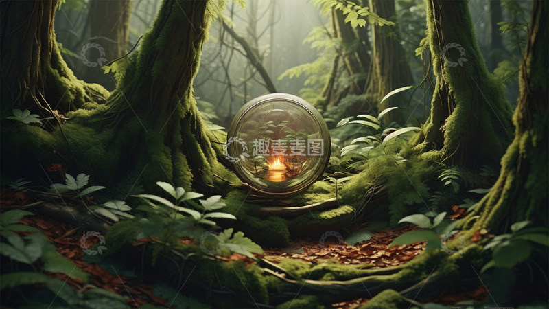 高清大图下载【趣麦麦图】树林森林创意场景火绿色