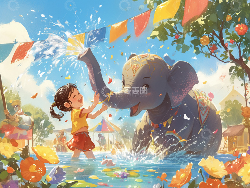 高清大图下载【趣麦麦图】云南泼水节活动场景