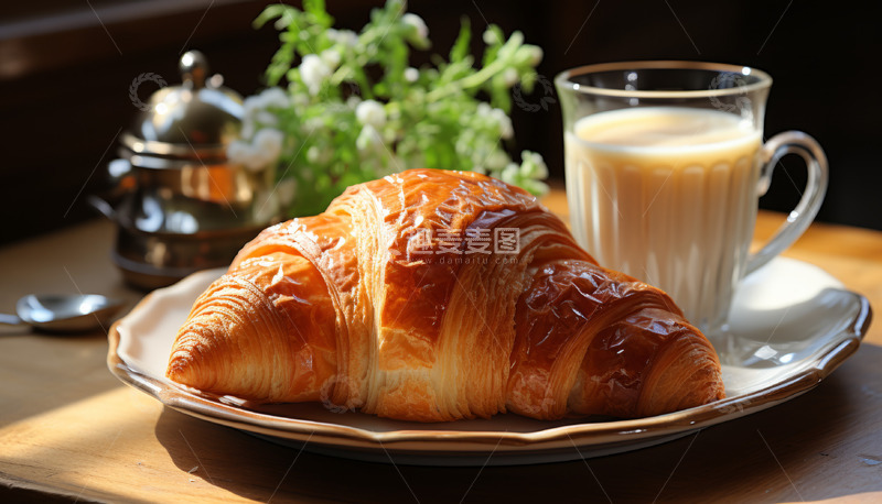 高清大图下载【趣麦麦图】美食牛角面包甜点