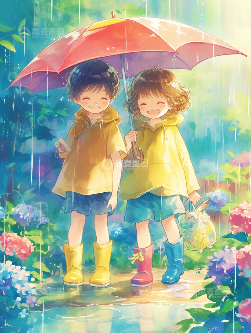 高清大图下载【趣麦麦图】下雨唯美撑伞人物