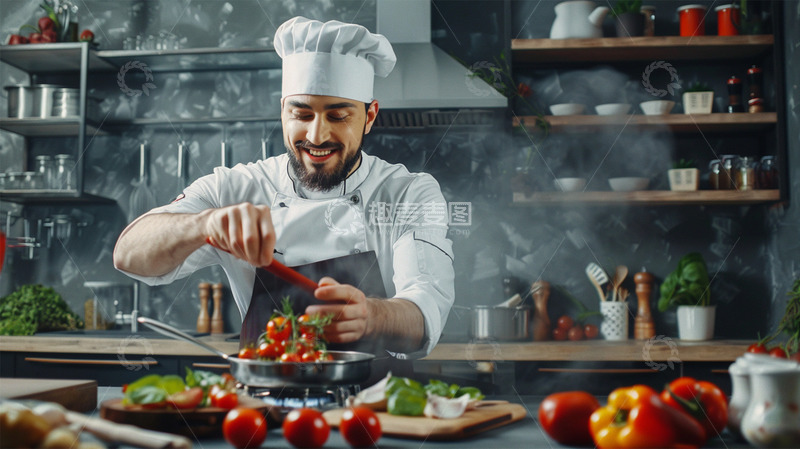 高清大图下载【趣麦麦图】厨师厨房人物工作职业场景