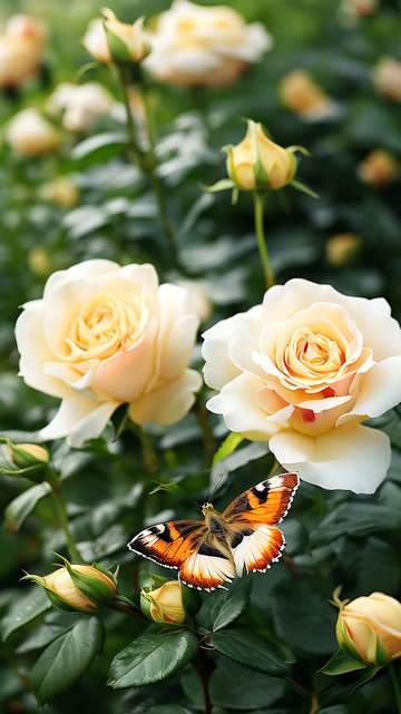 香槟色玫瑰花蝴蝶